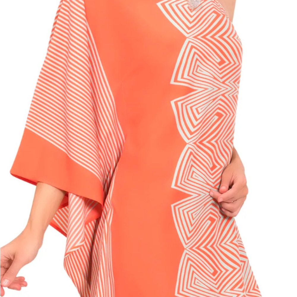 Chic Orange and White Geometric Dress
